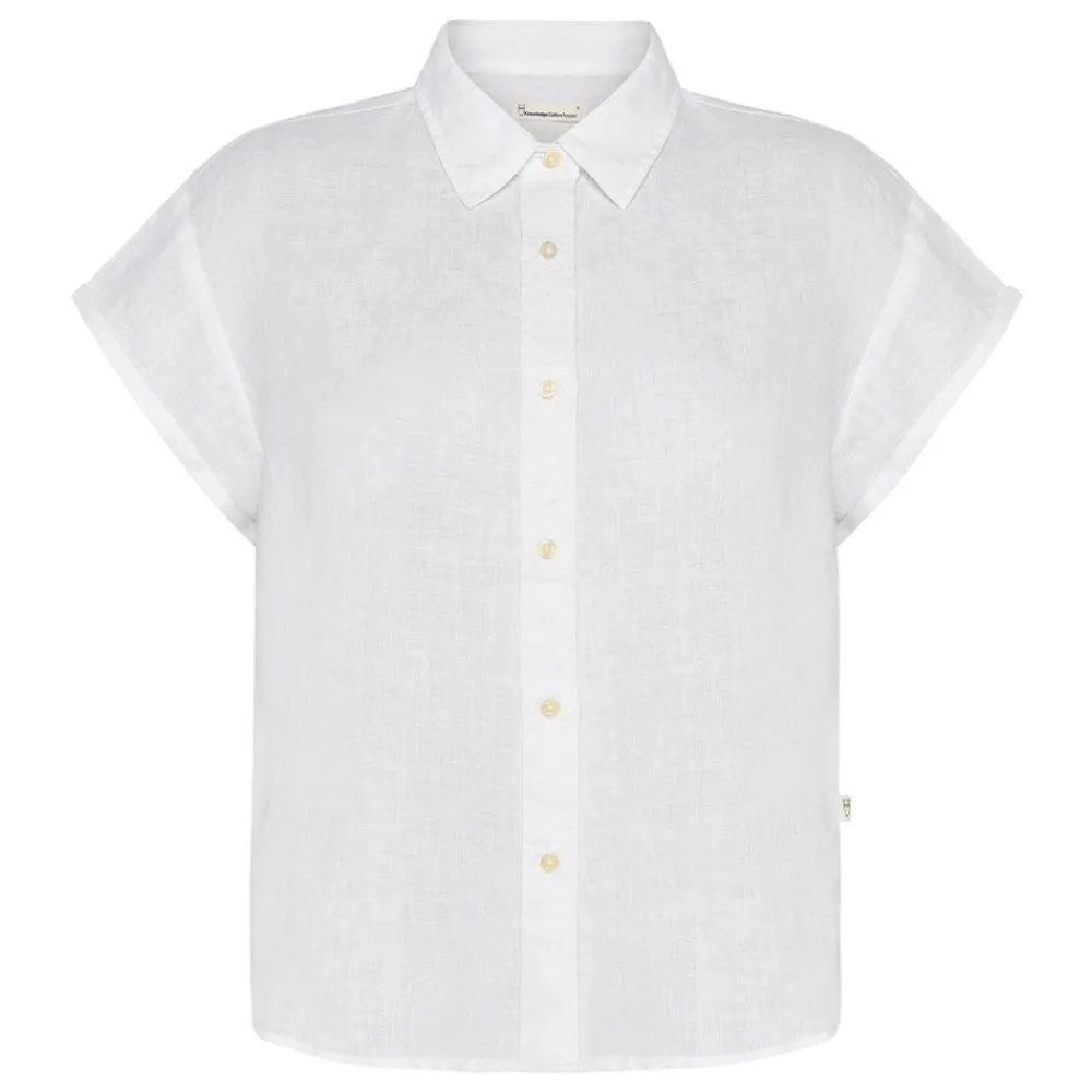 Best Knowledge Cotton ASTER fold up short sleeve linen shirt Dam