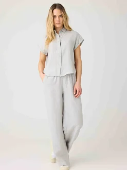 Clearance Knowledge Cotton ASTER fold up short sleeve linen shirt Dam