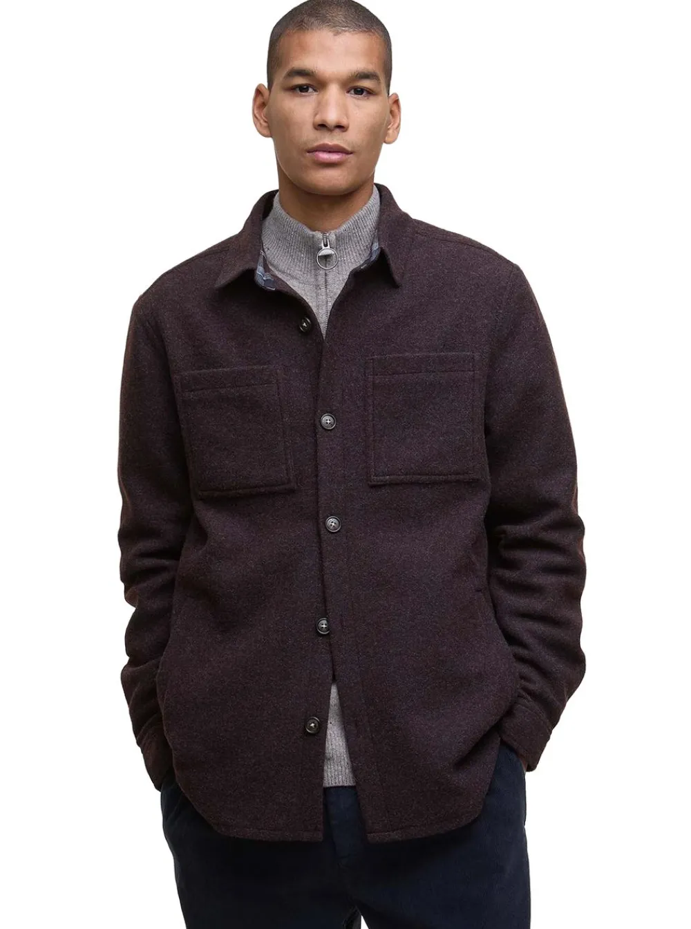 Outlet Barbour Marlow Tailored Wool Blend Overshirt herr