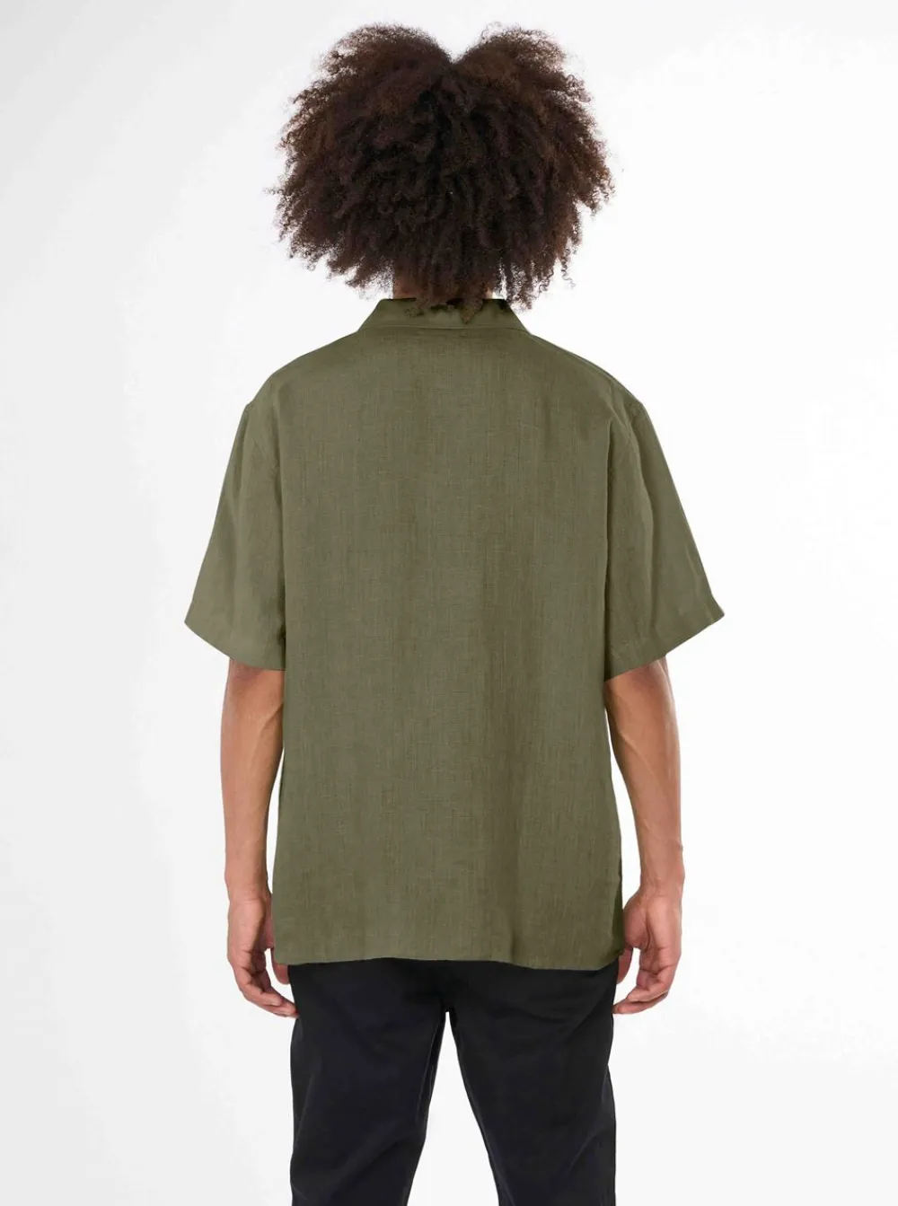 Online Knowledge Cotton Box fit short sleeved linen shirt GOTS/Vegan herr