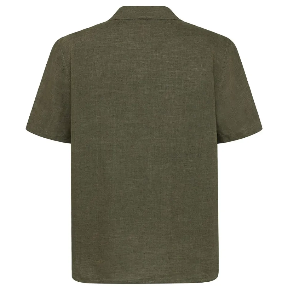 Online Knowledge Cotton Box fit short sleeved linen shirt GOTS/Vegan herr