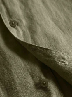 Online Knowledge Cotton Box fit short sleeved linen shirt GOTS/Vegan herr