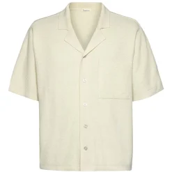 Outlet Knowledge Cotton Boxy short sleeve structured knitted shirt