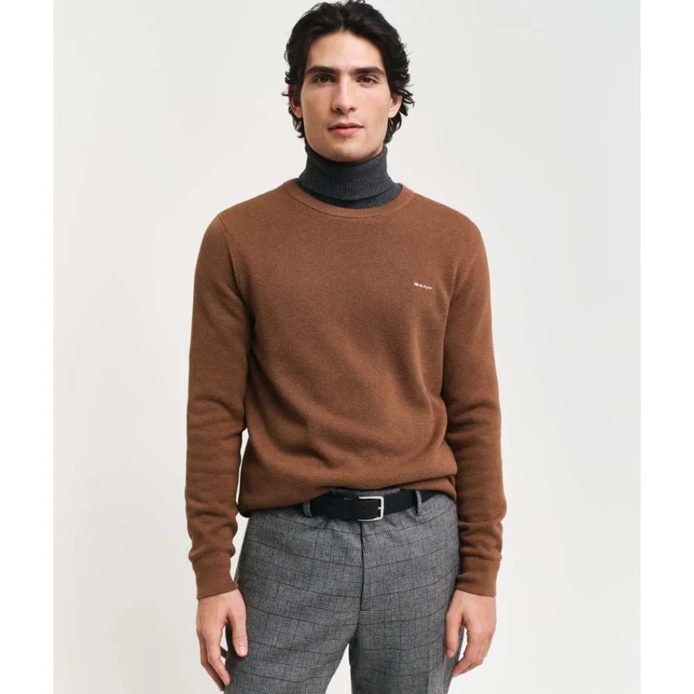 Sale GANT Cotton Pique Crew Neck Herr