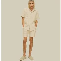 Outlet OAS Ecru Porto Waffle Shorts Herr