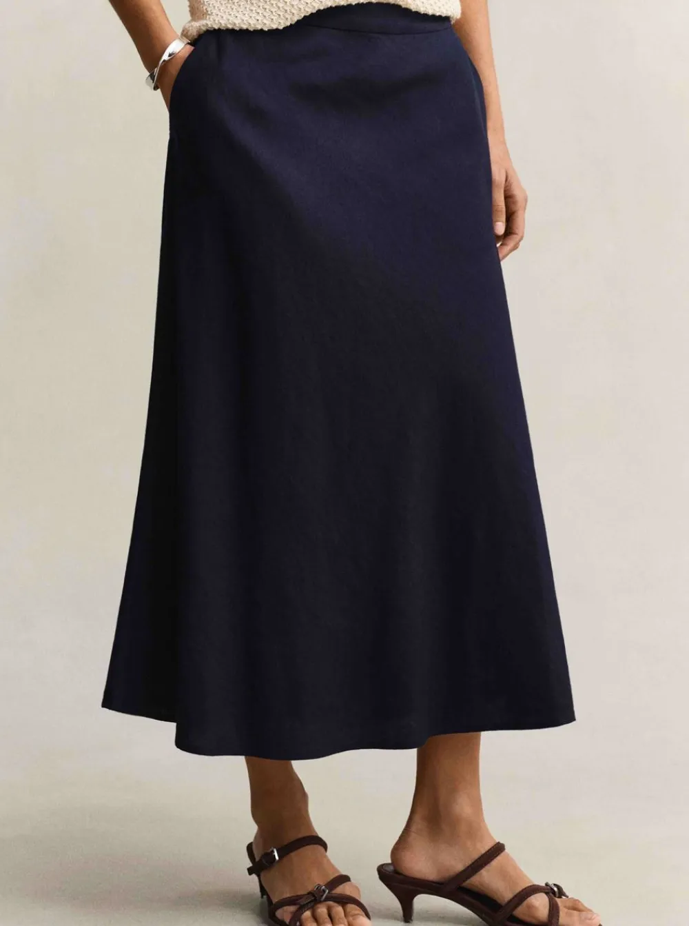 Allt Under Linnekläder|Linneklänningar & Linnekjolar | GANT FLARED LINEN BLEND SKIRT DAM