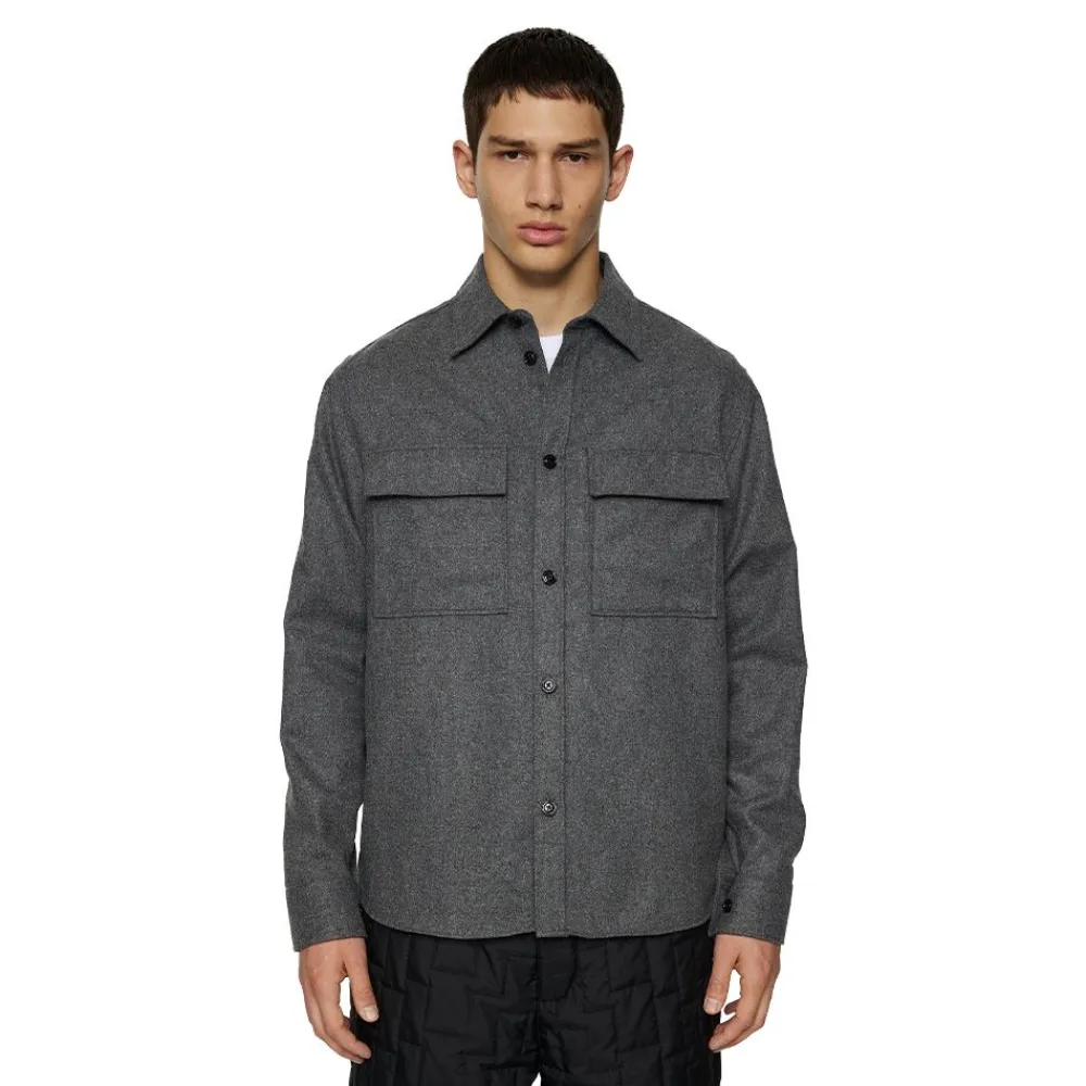 Outlet J.Lindeberg Flat Wool Overshirt Herr
