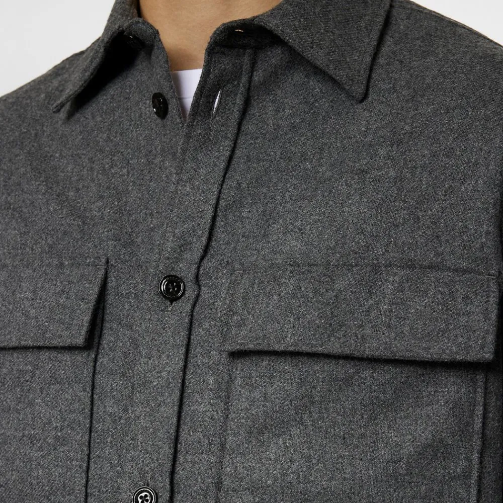 Outlet J.Lindeberg Flat Wool Overshirt Herr