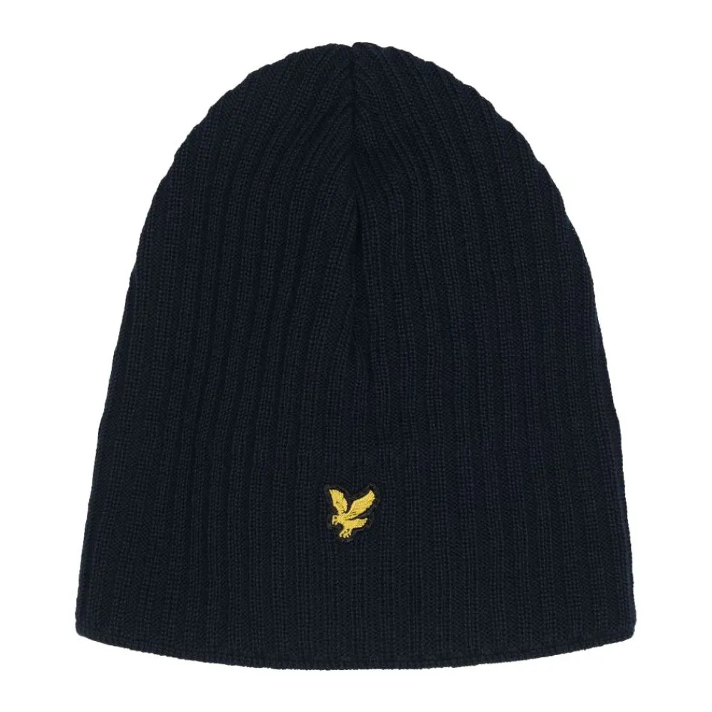 New Lyle & Scott Knitted Ribbed Beanie Herr