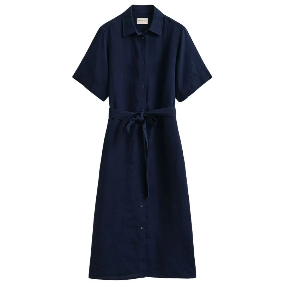 Allt Under Överdelar | GANT LINEN SHORT SLEEVE SHIRT DRESS DAM