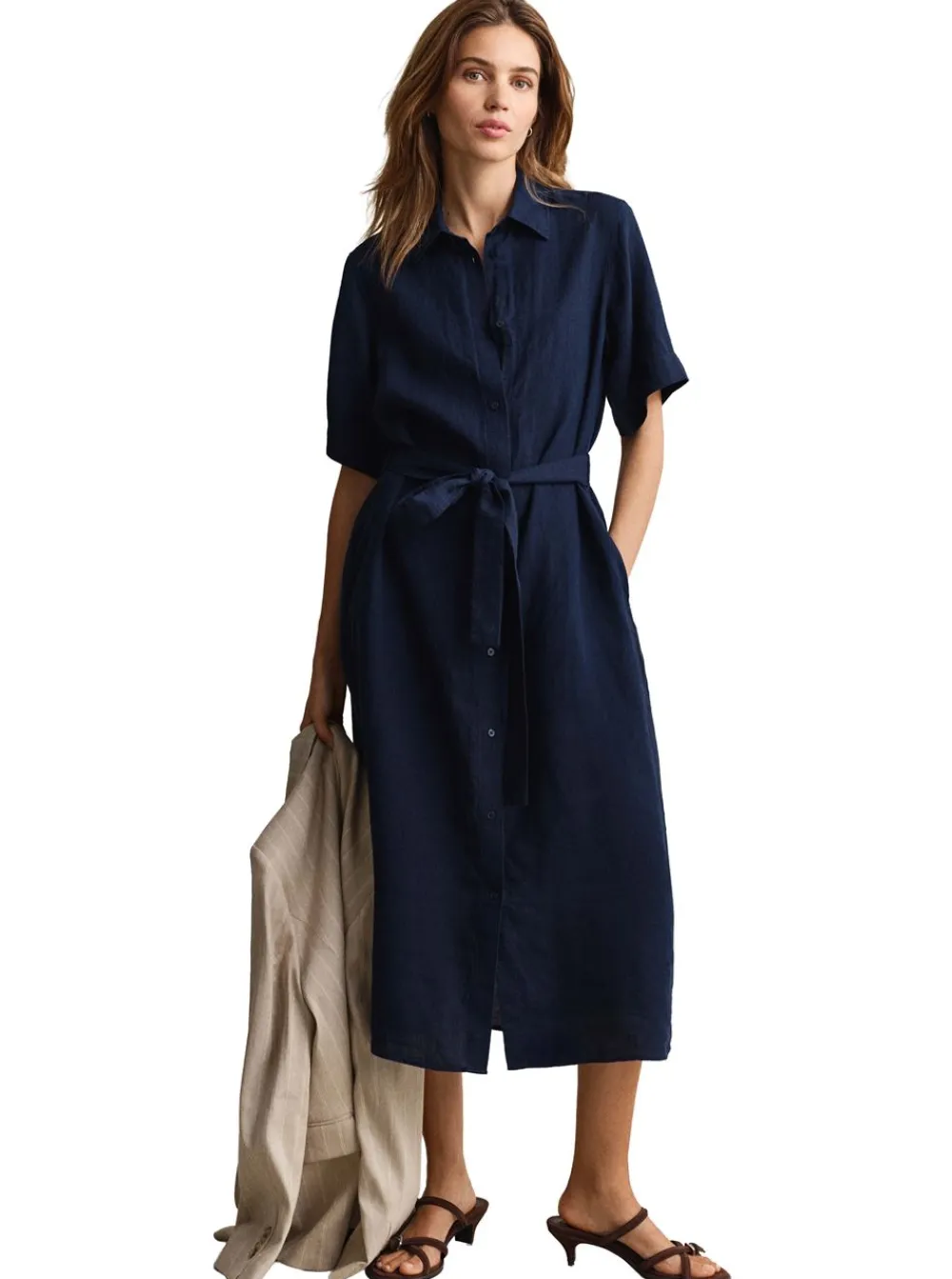 Allt Under Överdelar | GANT LINEN SHORT SLEEVE SHIRT DRESS DAM