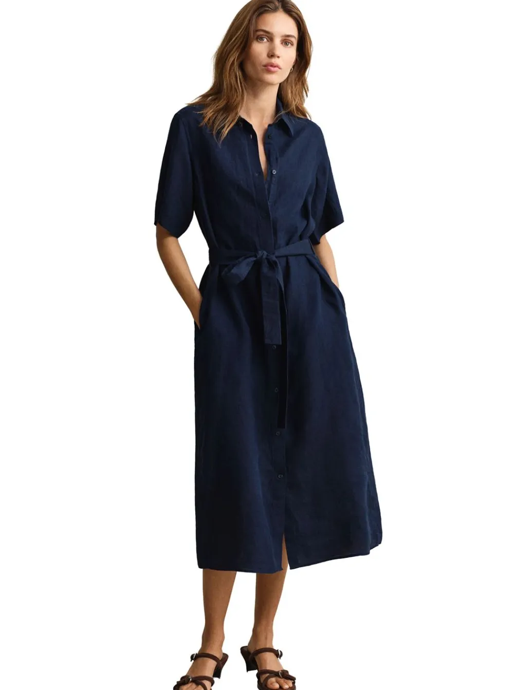 Allt Under Överdelar | GANT LINEN SHORT SLEEVE SHIRT DRESS DAM