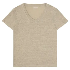 Hot Knowledge Cotton Linen v-neck t-shirt dam