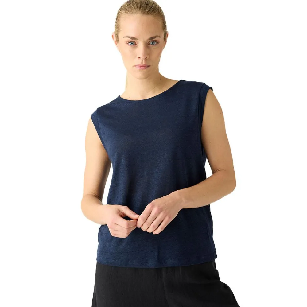 Allt Under Överdelar|T-Shirts & Linnen | Knowledge Cotton Looe fold up linen t-hirt GOT/Vegan Da