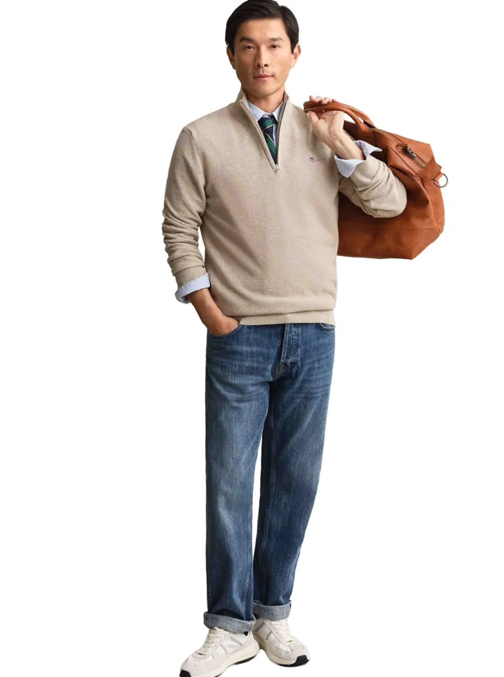 Tröjor|Allt Under Överdelar | GANT MICRO TEXTURED COTTON HAF ZIP HERR