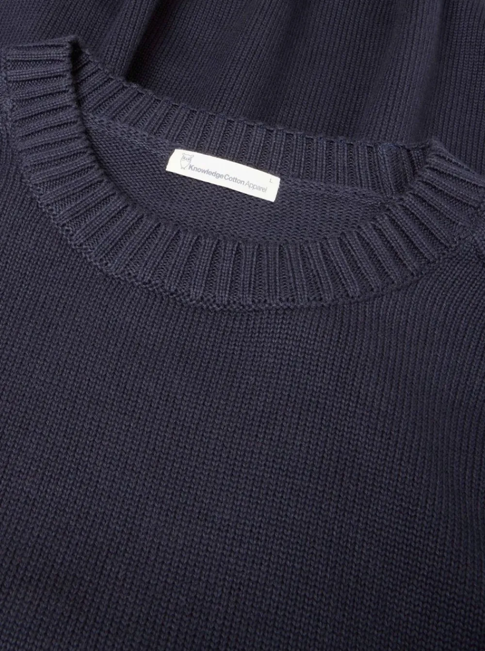 Online Knowledge Cotton Plain knitted crew neck - GOTS/Vegan herr