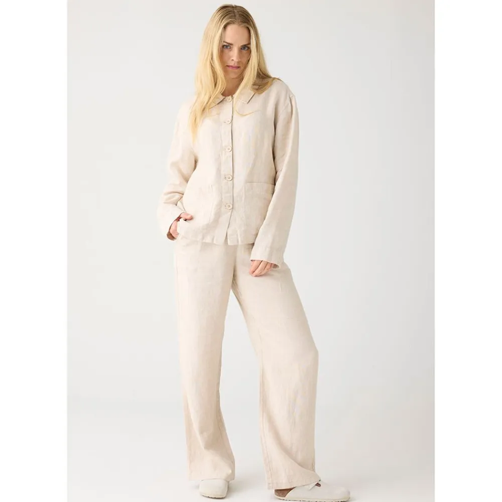 Discount Knowledge Cotton Posey Wide Mid-Rise Linen Pants Dam
