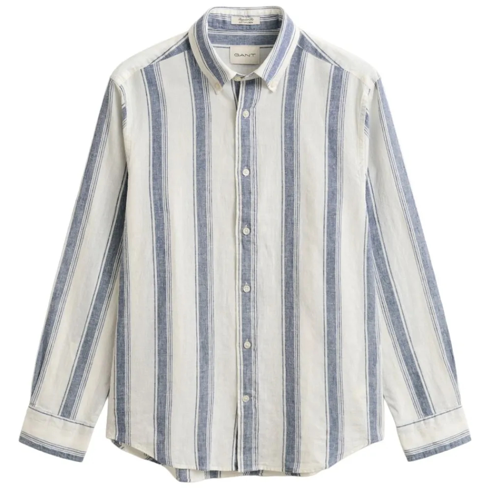 Outlet GANT REGULAR COTTON LINEN STRIPE SHIRT HERR