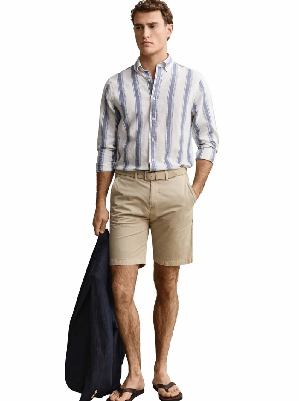 Outlet GANT REGULAR COTTON LINEN STRIPE SHIRT HERR