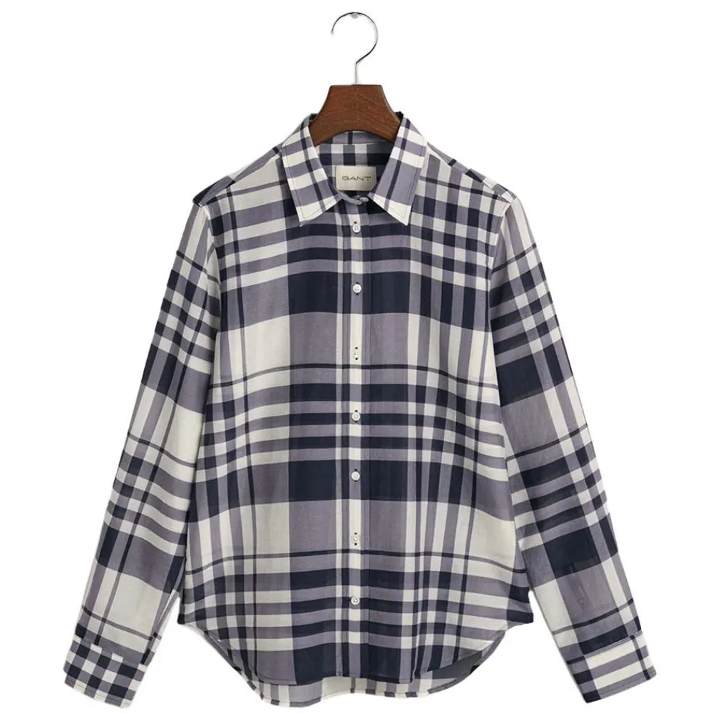 Allt Under Överdelar|Skjortor & Blusar | GANT Regular Fit Checked Cotton Silk Shirt Dam