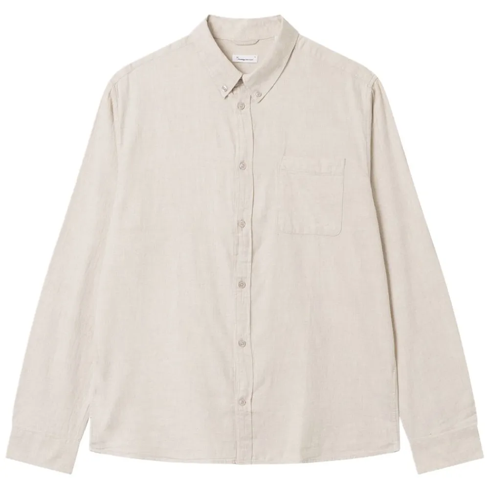 Hot Knowledge Cotton Regular fit melangé flannel shirt - GOTS/Vegan herr