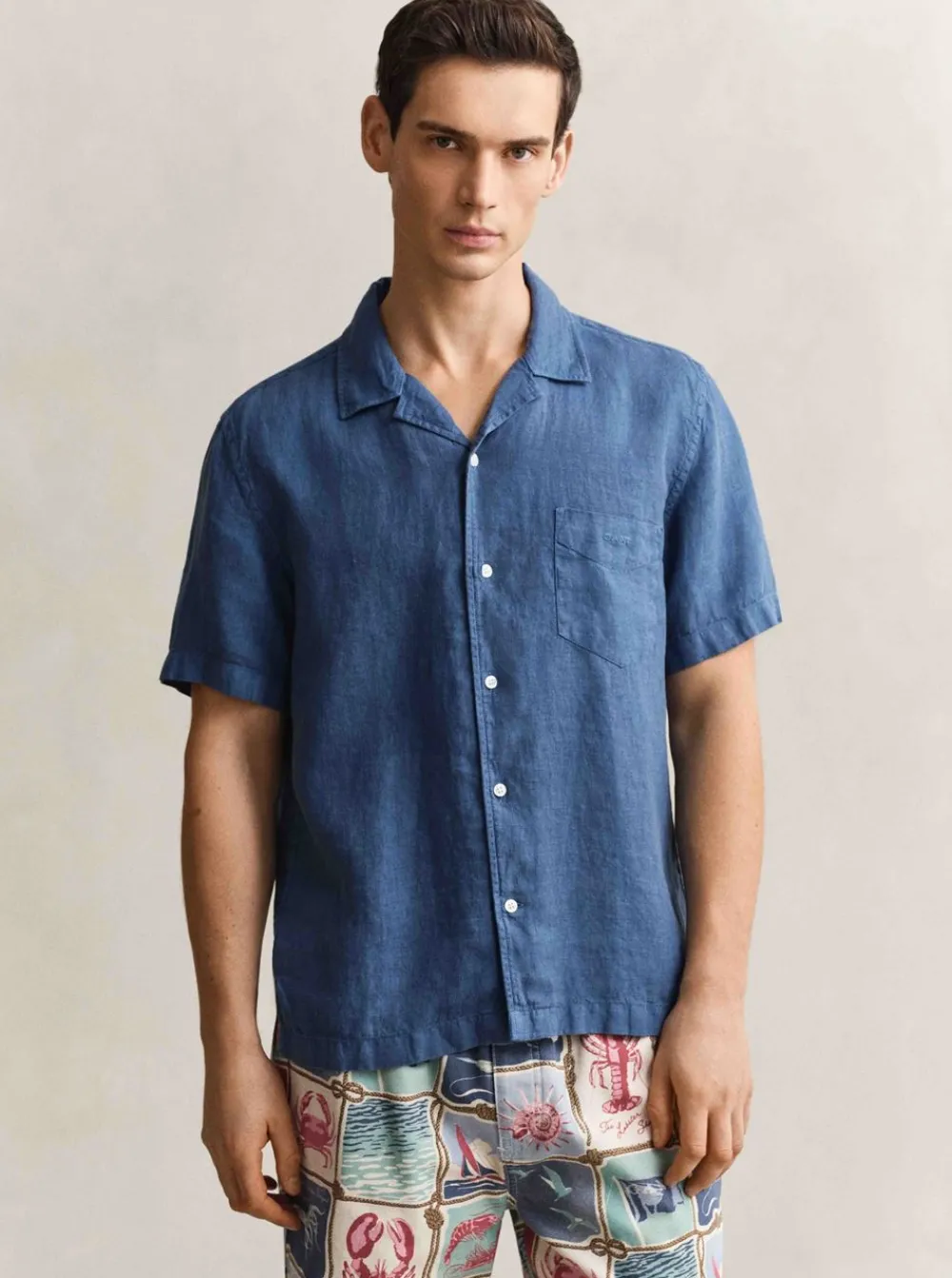 Discount GANT REGULAR GARMENT DYED LINEN SS CAMP SHIRT HERR