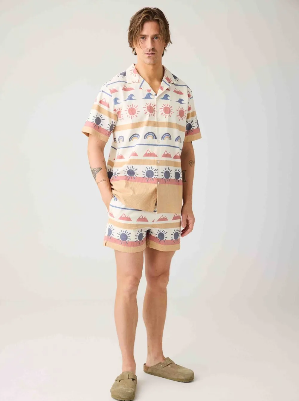 Clearance Knowledge Cotton Relaxed print short sleeve shirt