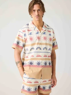 Clearance Knowledge Cotton Relaxed print short sleeve shirt