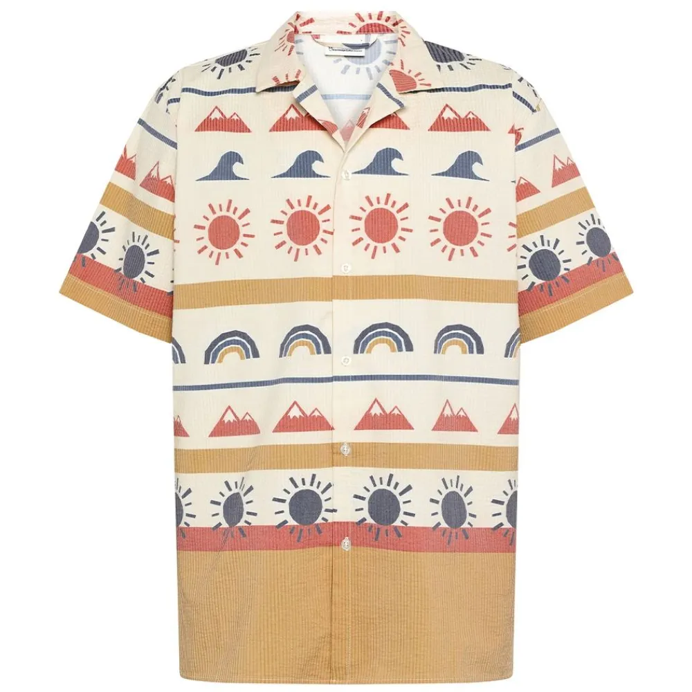 Clearance Knowledge Cotton Relaxed print short sleeve shirt
