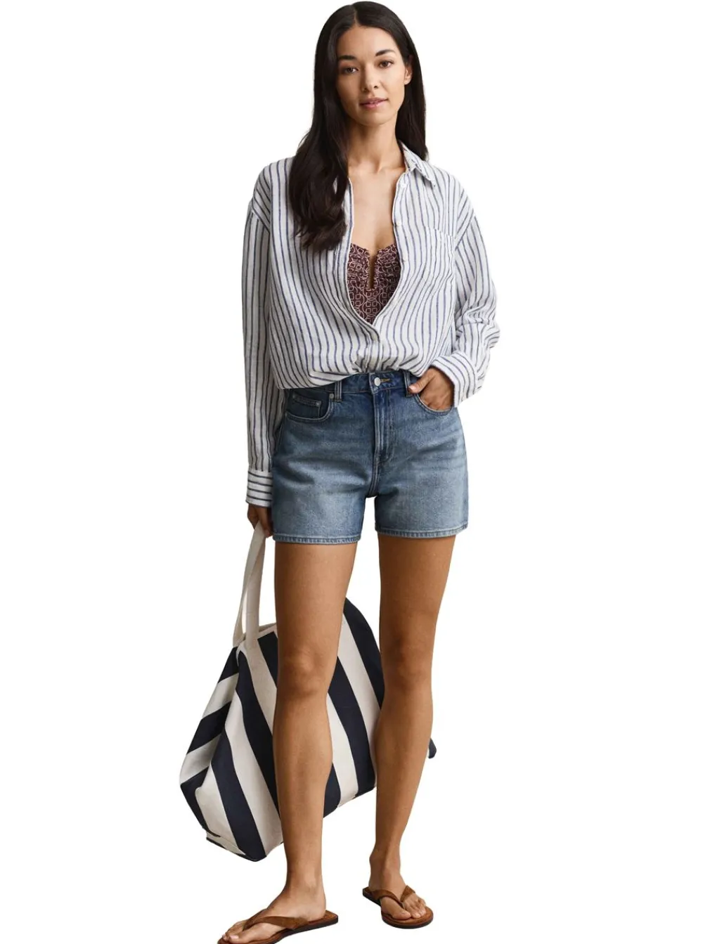 Discount GANT REL STRIPED LINEN LS SHIRT DAM