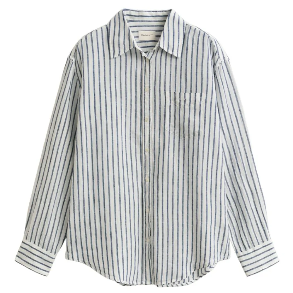 Discount GANT REL STRIPED LINEN LS SHIRT DAM