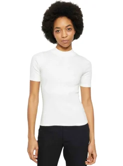 Outlet Knowledge Cotton Rib high neck short sleeve - GOTS/Vegan