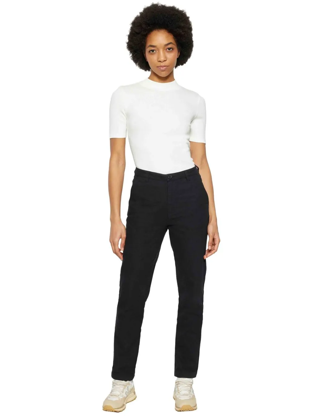Outlet Knowledge Cotton Rib high neck short sleeve - GOTS/Vegan
