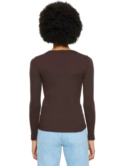 Discount Knowledge Cotton Rib Scoop neck long sleeved - GOTS/Vegan dam