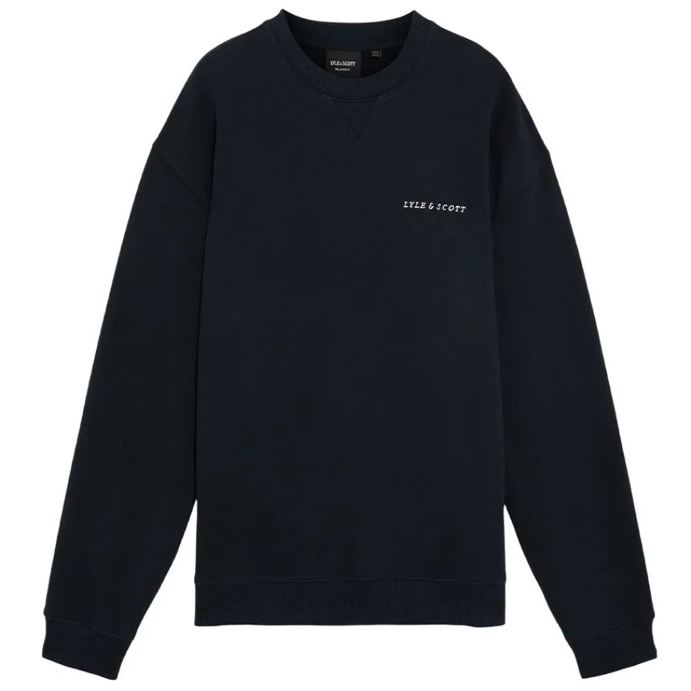 Outlet Lyle & Scott Script Brushback Crew Neck Sweatshirt herr