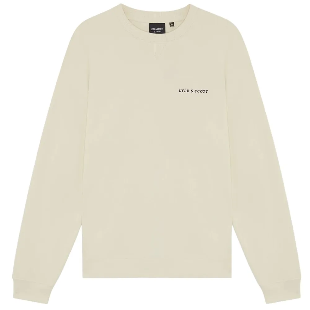 New Lyle & Scott Script Brushback Crew Neck Sweatshirt herr