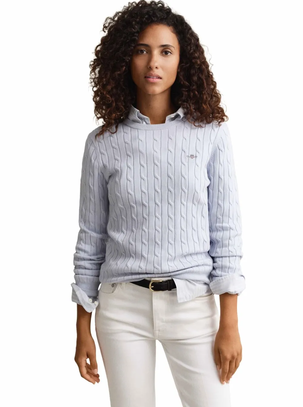 New GANT STRETCH COTTON CABLE C-NECK DAM