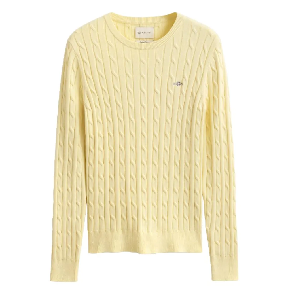 New GANT STRETCH COTTON CABLE C-NECK DAM