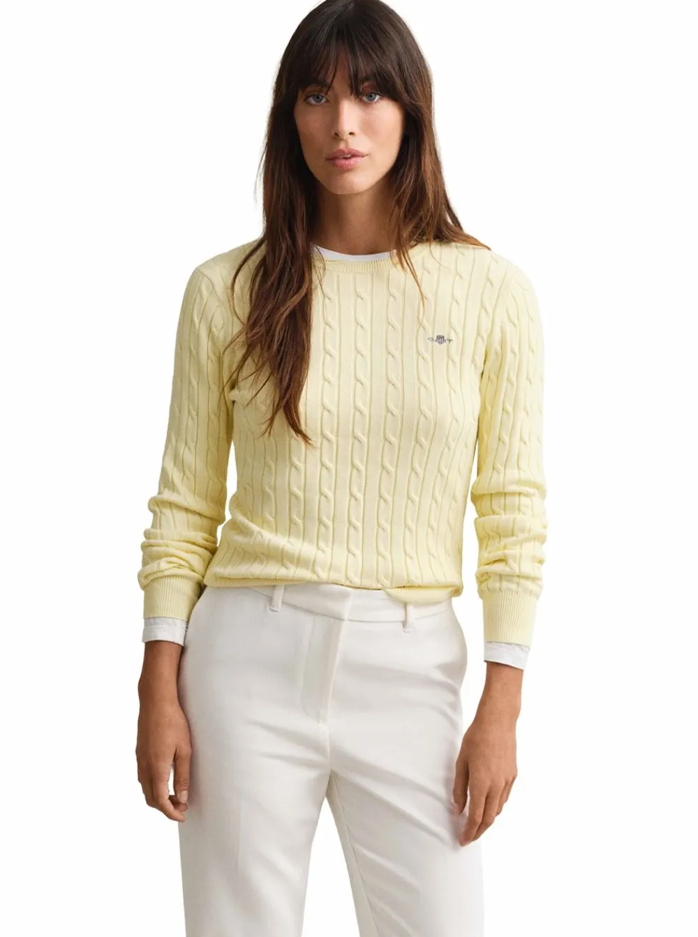 New GANT STRETCH COTTON CABLE C-NECK DAM