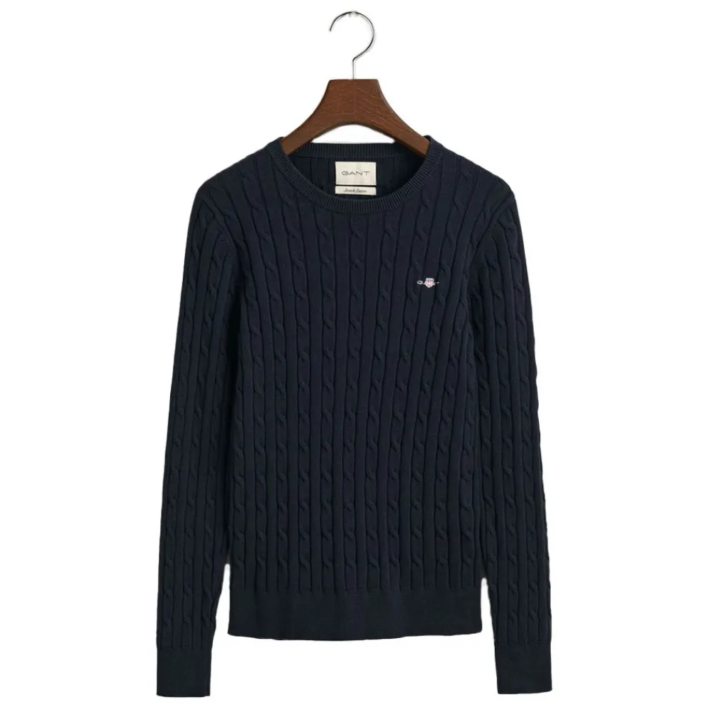 Clearance GANT Stretch Cotton Cable Crew Neck Sweater Dam