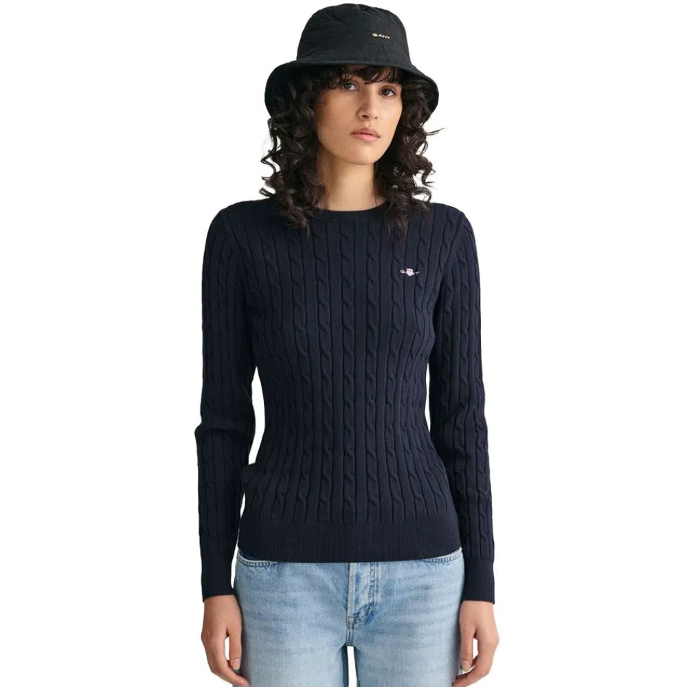 Clearance GANT Stretch Cotton Cable Crew Neck Sweater Dam