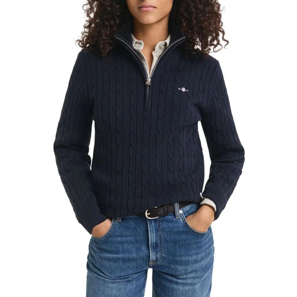 New GANT Stretch Cotton Cable Half-Zip Dam