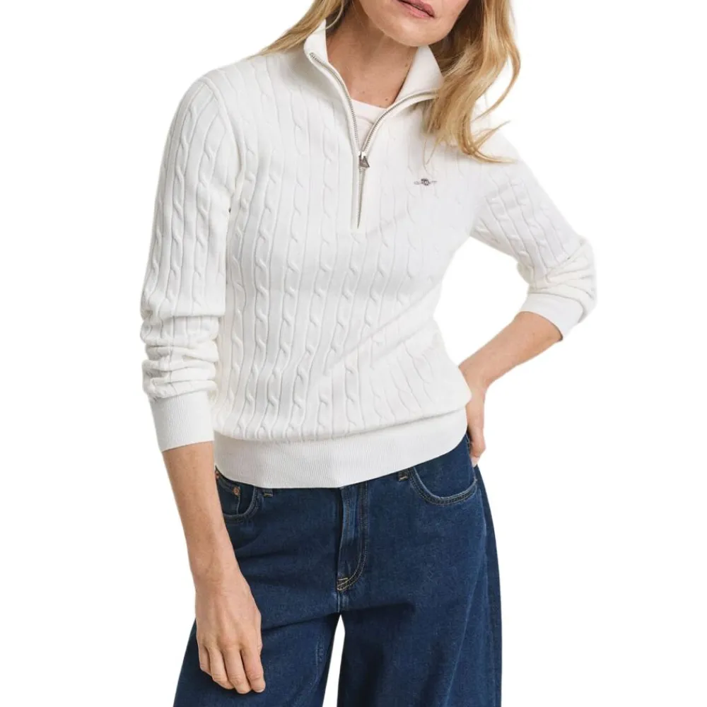 Allt Under Överdelar | GANT tretch Cotton Cable Half-Zip Dam