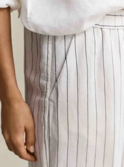New GANT STRIPED LINEN BLEND PULL ON PANTS DAM