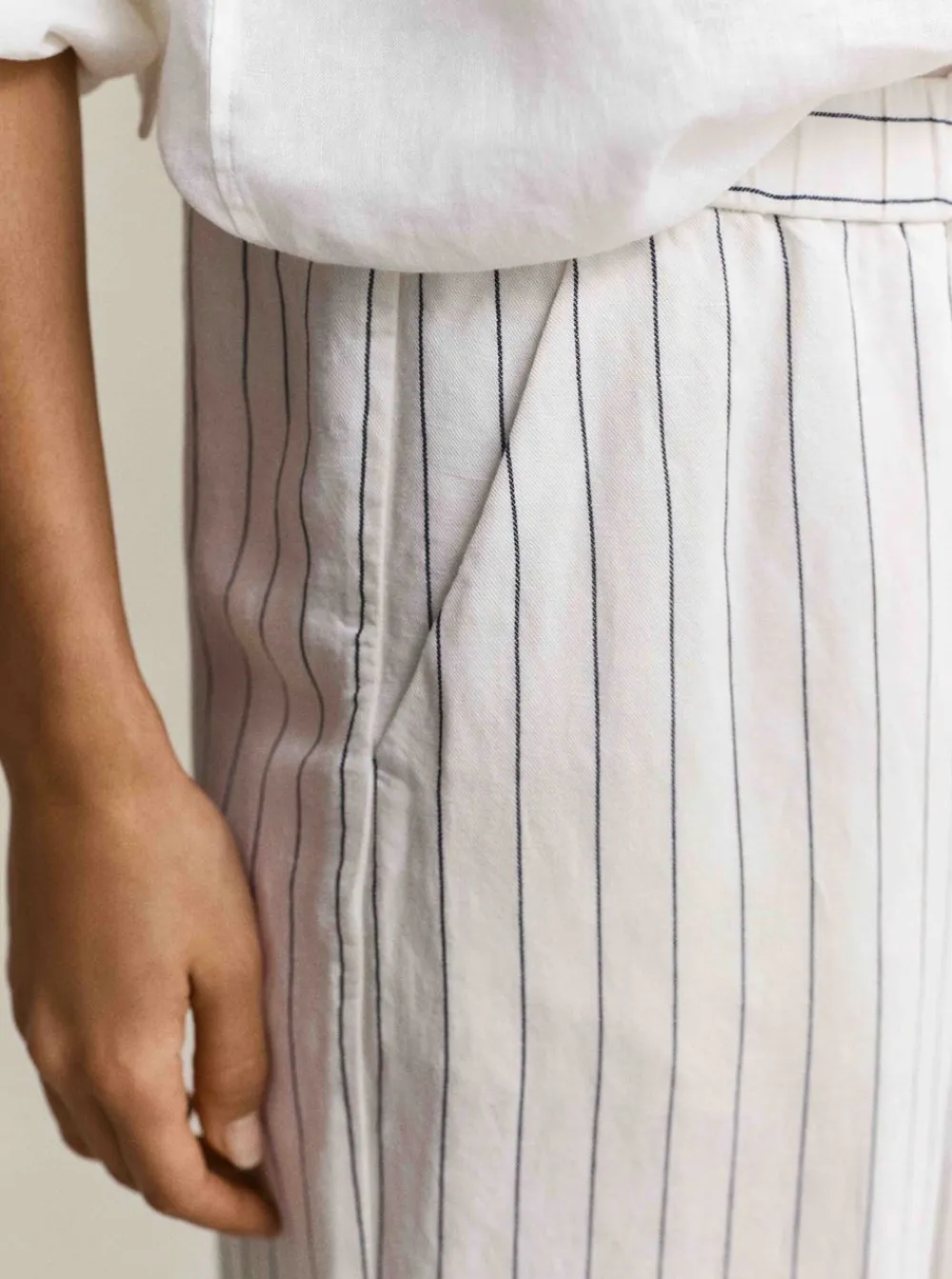 New GANT STRIPED LINEN BLEND PULL ON PANTS DAM