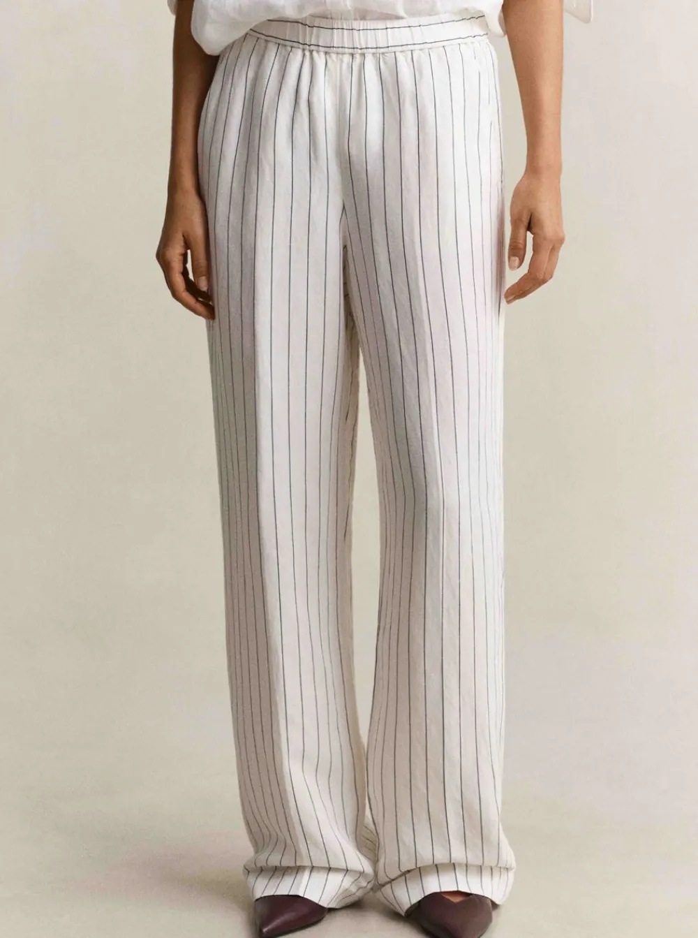 New GANT STRIPED LINEN BLEND PULL ON PANTS DAM
