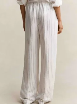 New GANT STRIPED LINEN BLEND PULL ON PANTS DAM