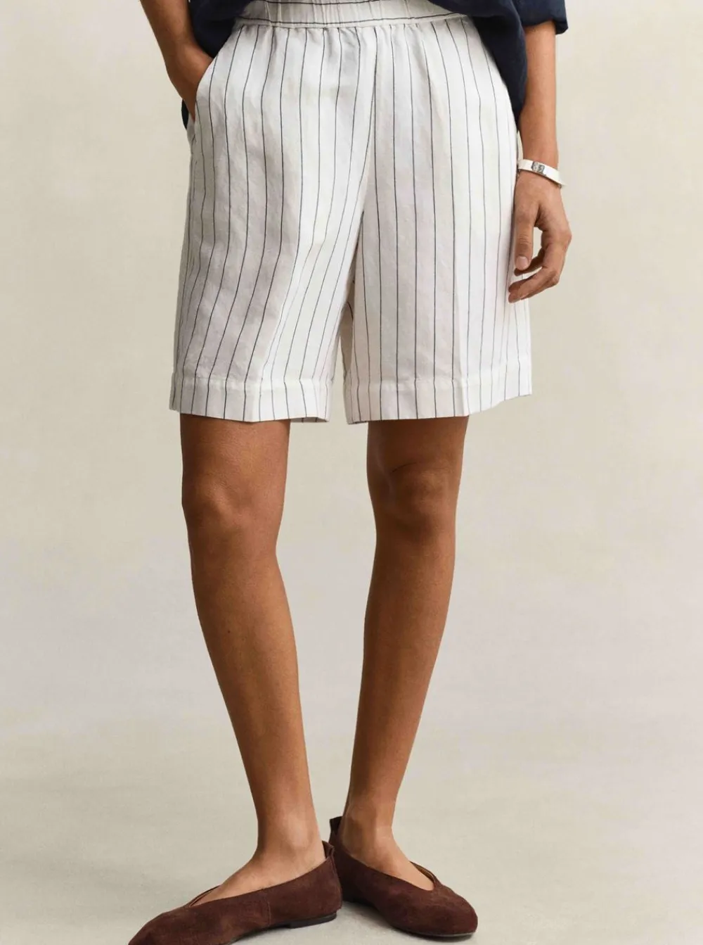 Outlet GANT STRIPED LINEN BLEND PULL ON SHORTS DAM