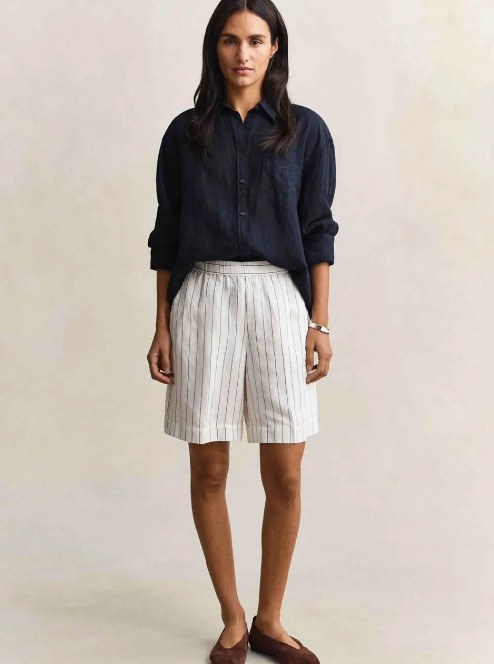 Outlet GANT STRIPED LINEN BLEND PULL ON SHORTS DAM