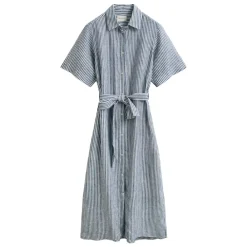 Allt Under Linnekläder|Linneklänningar & Linnekjolar | GANT STRIPED LINEN SHORT SLEEVE SHIRT DRESS